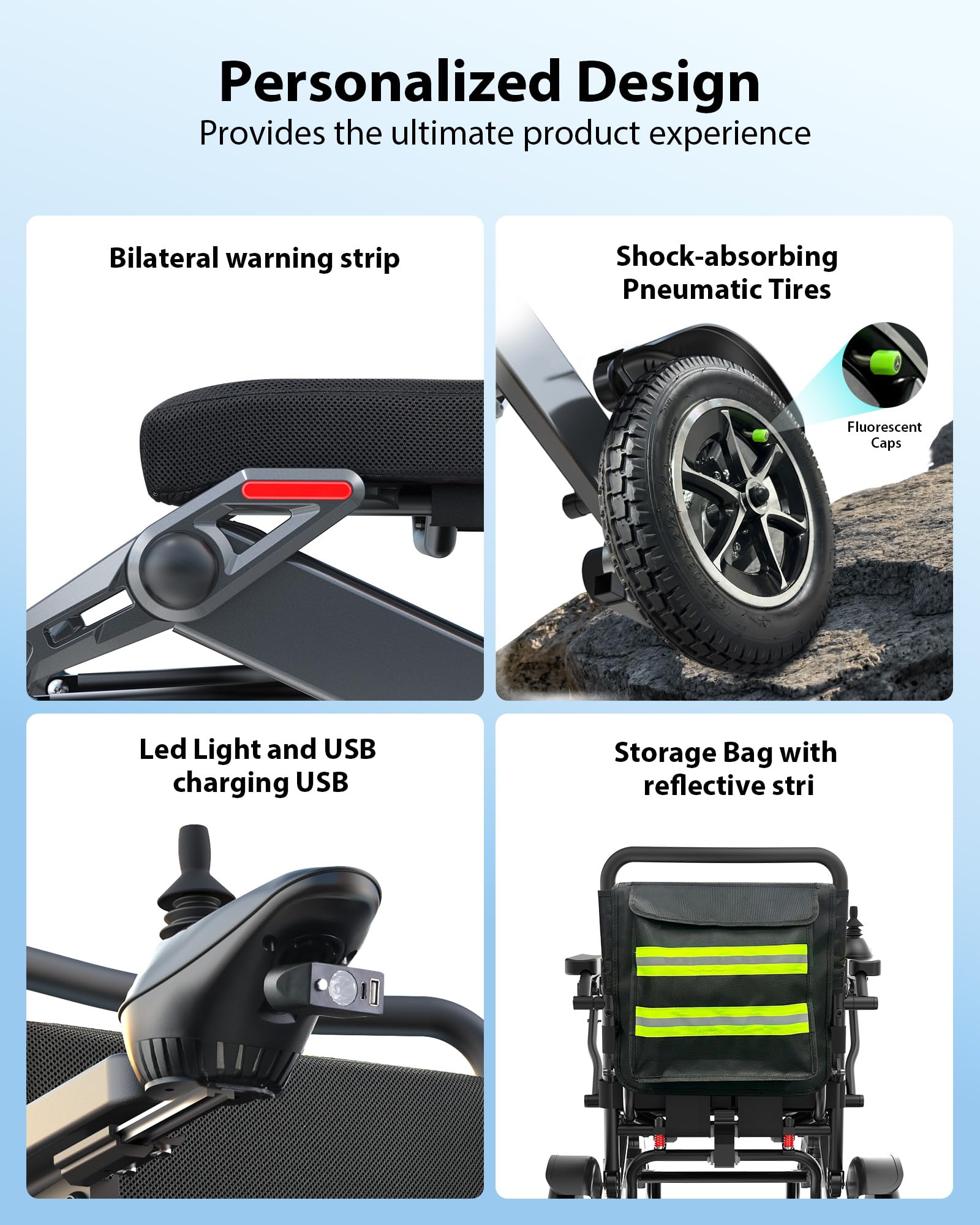 Goldseason 30 Miles Range Electric Wheelchairs for Adults - 500W Motor All Terrain Power Wheelchair with 13'' Large Tires, Support 400 lb Foldable Mobility Motorized Wheelchair for Seniors, Black