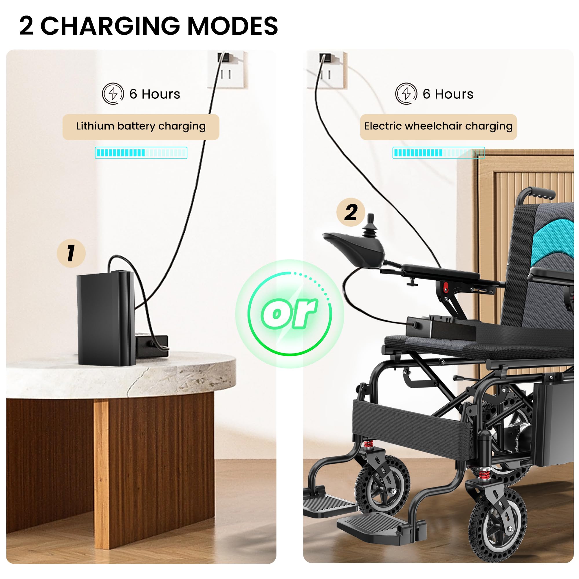 Electric Wheelchairs for Adults Lightweight 38lbs, Foldable Motorized Wheelchair for Seniors, 15 Miles Long Travel Range, All Terrain Portable Power Wheelchair Support 350 lbs(18.5 Inch Wide Seat)