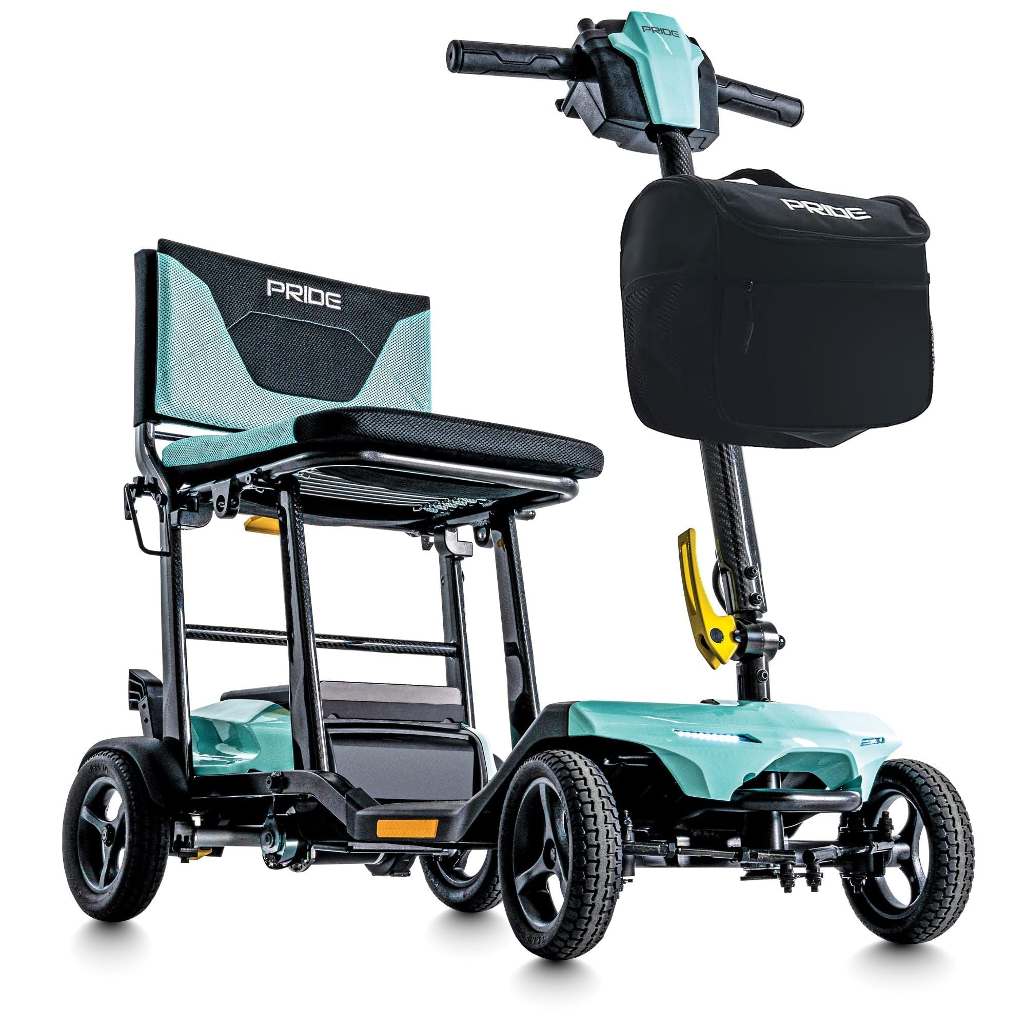 Pride Mobility Go-Go Super Portable Travel Lightweight Folding Mobility Scooter | up to 4.5 mph Go Go Scooter for Seniors, Adults, Elderly | Airline-Compliant Lithium Battery (Mint)