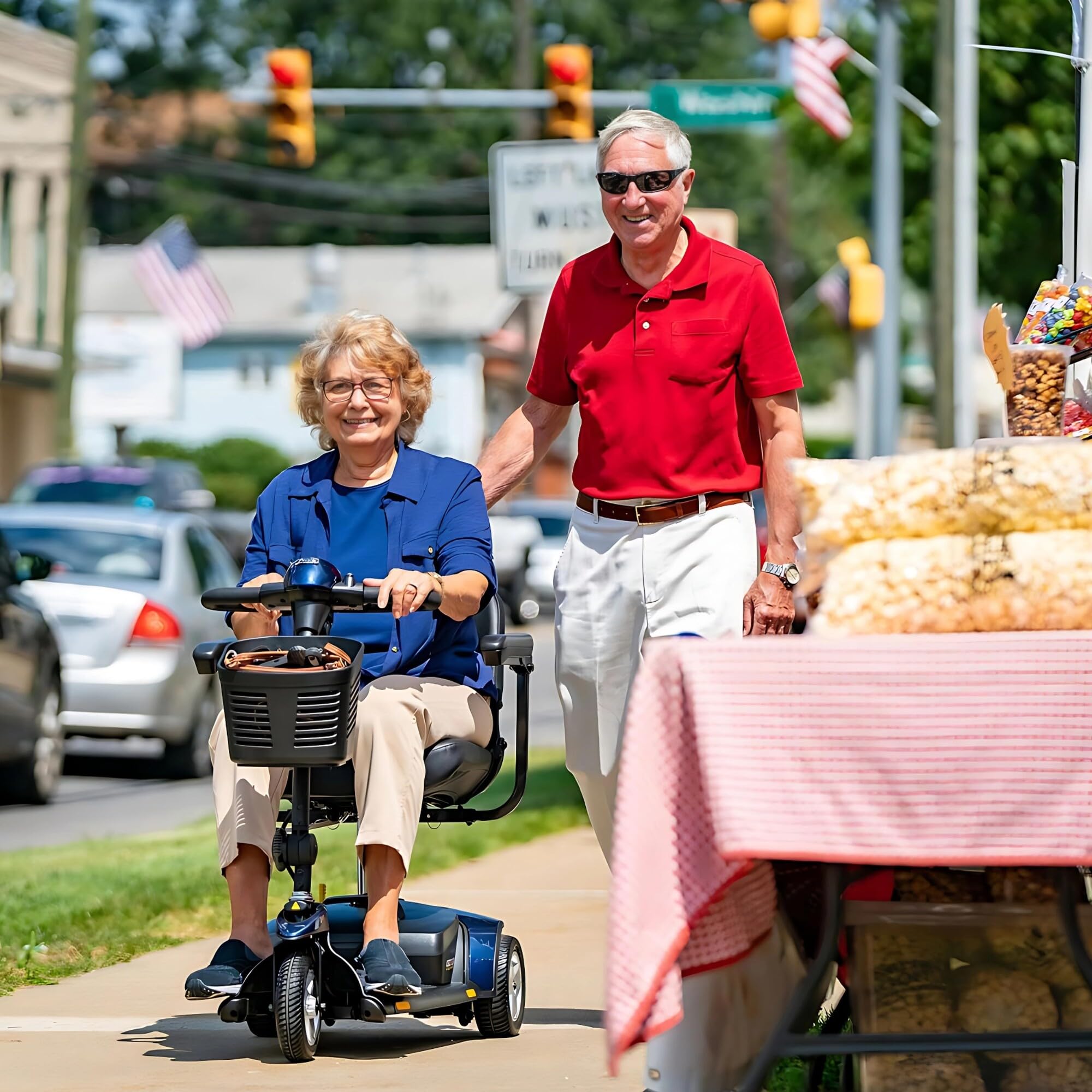 Pride Mobility Go Go Elite Traveller 3-wheel Scooter - Travel Mobility for Adults, 12 Ah Battery, 300 Lbs Weight Capacity, Blue, Seat Dimensions - 17" W x 17" D - SC40E