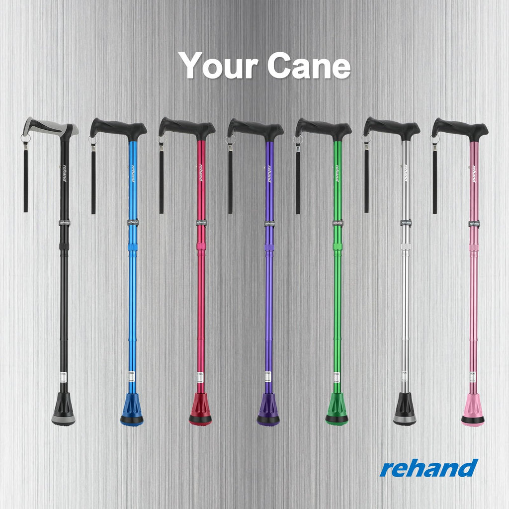 REHAND Walking Cane - Foldable, Adjustable, Collapsible Walking Canes for Men & Women, Heavy Duty All Terrain Tip, with Travel Bag | Walking Sticks for Seniors & Adults (Natural Black)