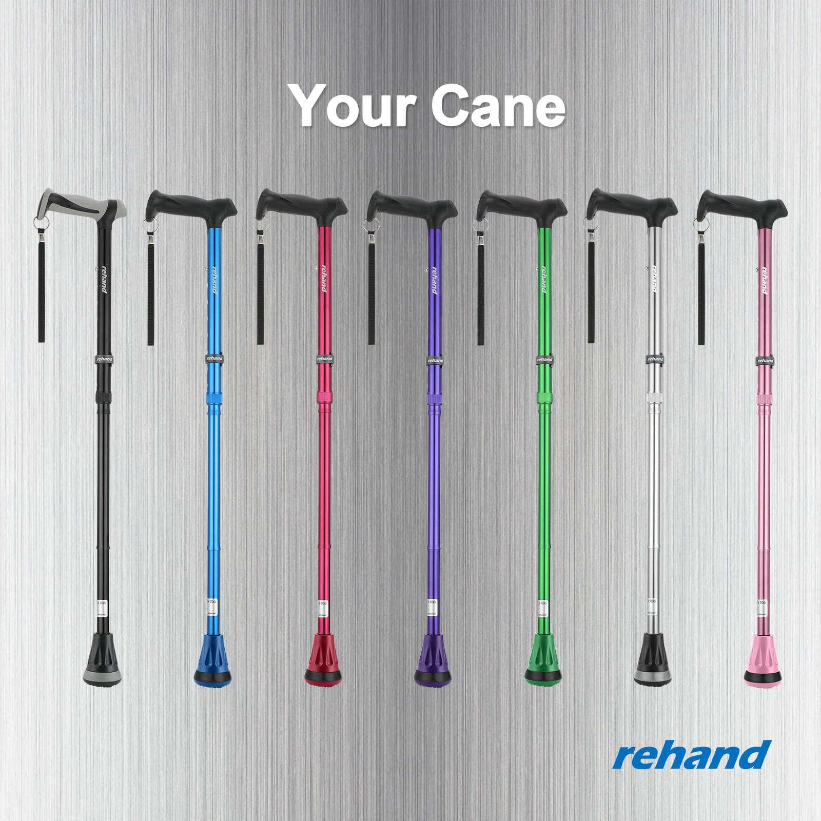 REHAND Walking Cane - Foldable, Adjustable, Collapsible Walking Canes for Men & Women, Heavy Duty All Terrain Tip, with Travel Bag | Walking Sticks for Seniors & Adults (Natural Black)