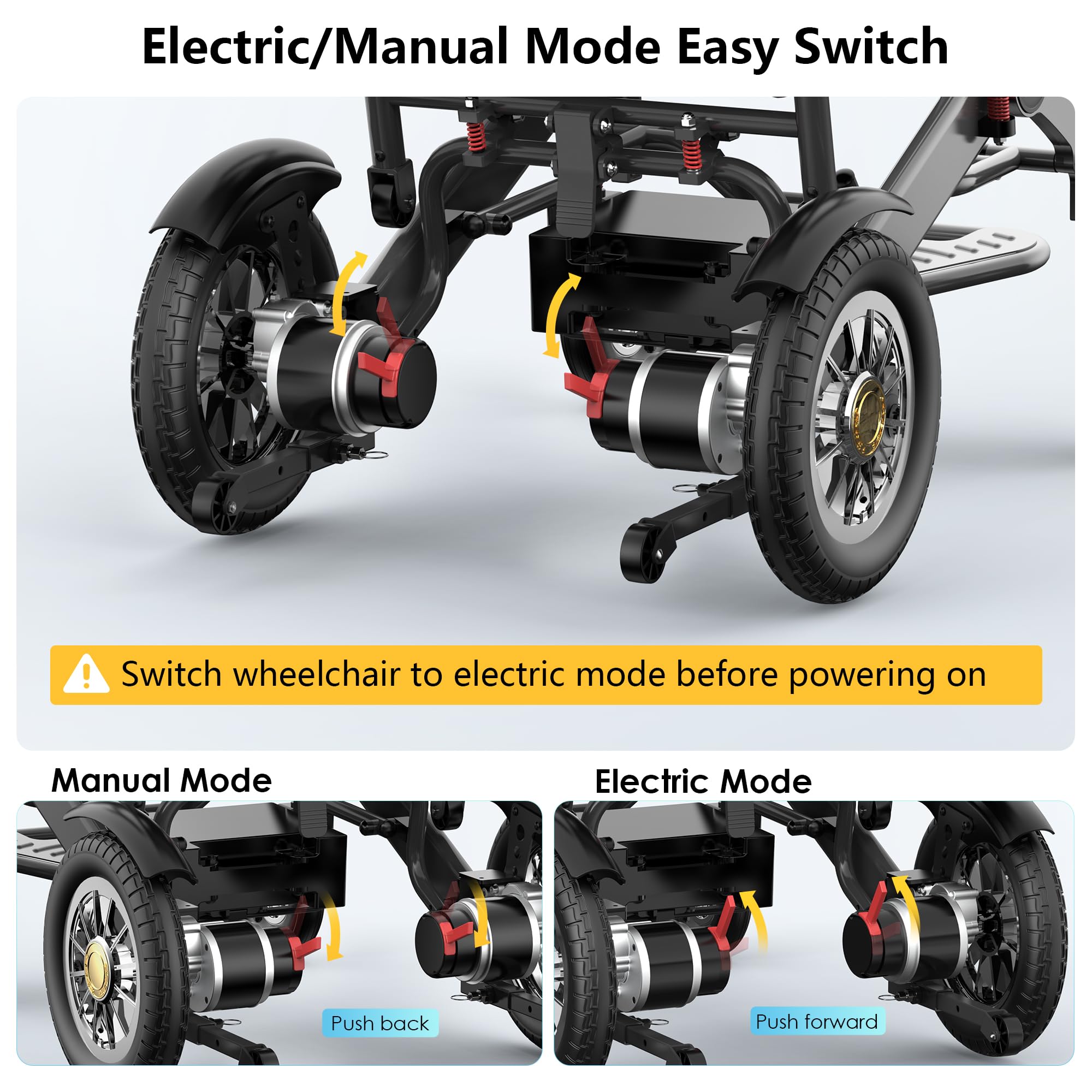 Heavy-Duty Aluminum Electric Wheelchairs for Adults - 20'' Wider Seat & 25 Miles Range, 500W Motor All Terrain Power Wheelchair with 13'' Large Tires, 400 lb Capacity Foldable Motorized Wheelchair