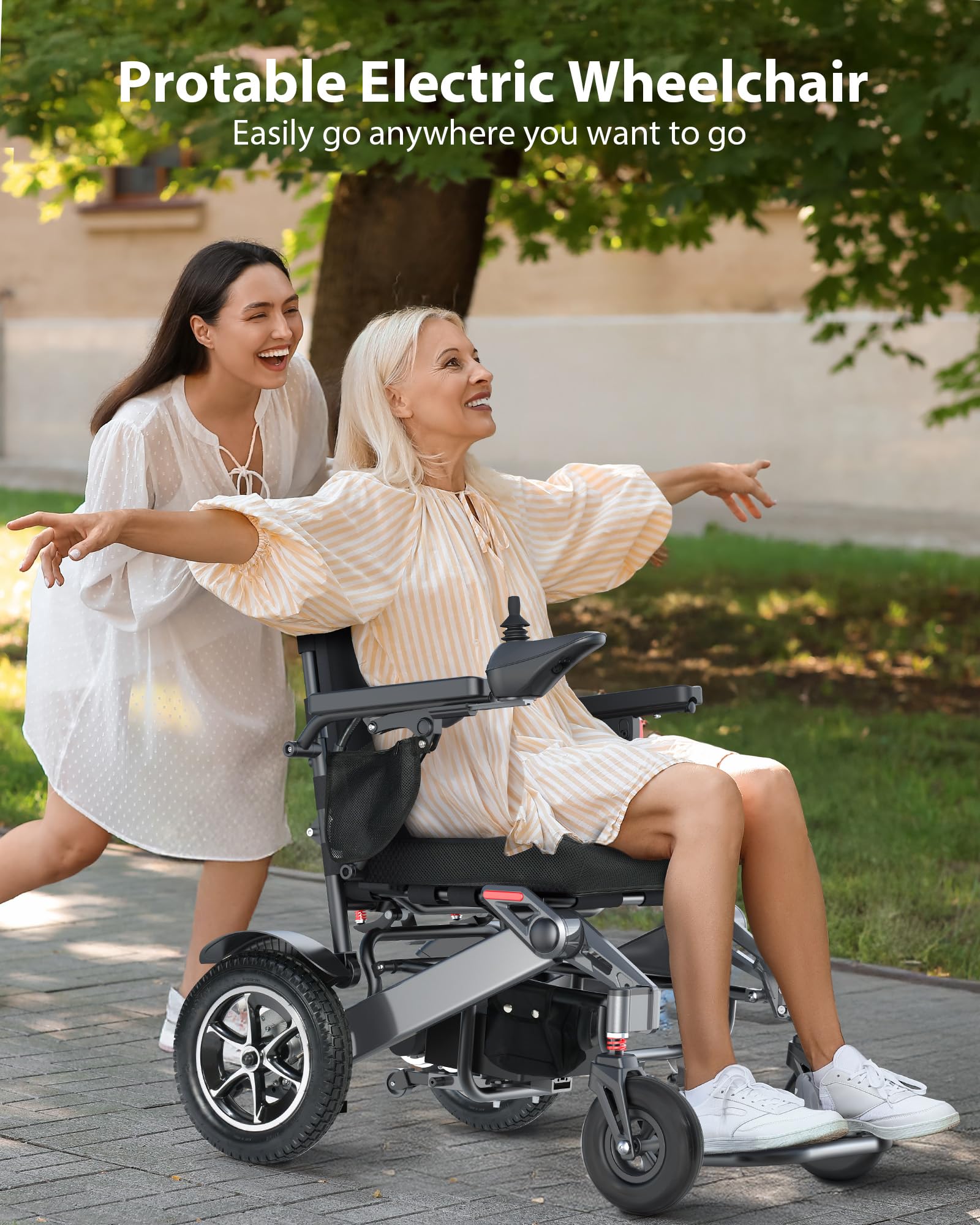 Goldseason 30 Miles Range Electric Wheelchairs for Adults - 500W Motor All Terrain Power Wheelchair with 13'' Large Tires, Support 400 lb Foldable Mobility Motorized Wheelchair for Seniors, Black