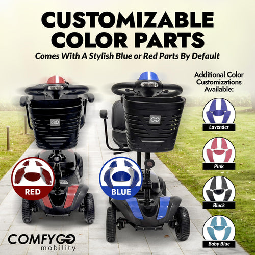 Comfygo Electric Mobility Scooter Z-4 for Adults,Comfortable Scooters for Seniors,350 lbs Weight Capacity,Only 8 Lbs Battery with Extremely Powerful Motor (Baby Blue, Up to 30 Miles Range)