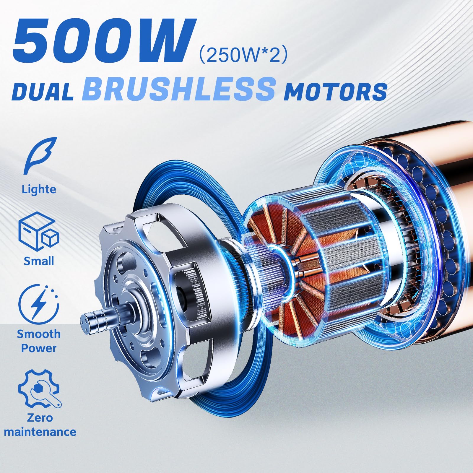 Electric Wheelchairs for Adults Foldable 36LBS Lightweight, 15 Miles Travel Range, Max Support 350 LBS, 500W Brushless Motors Power Motorized for Seniors with LED Light, Airline Approval-Silver Color