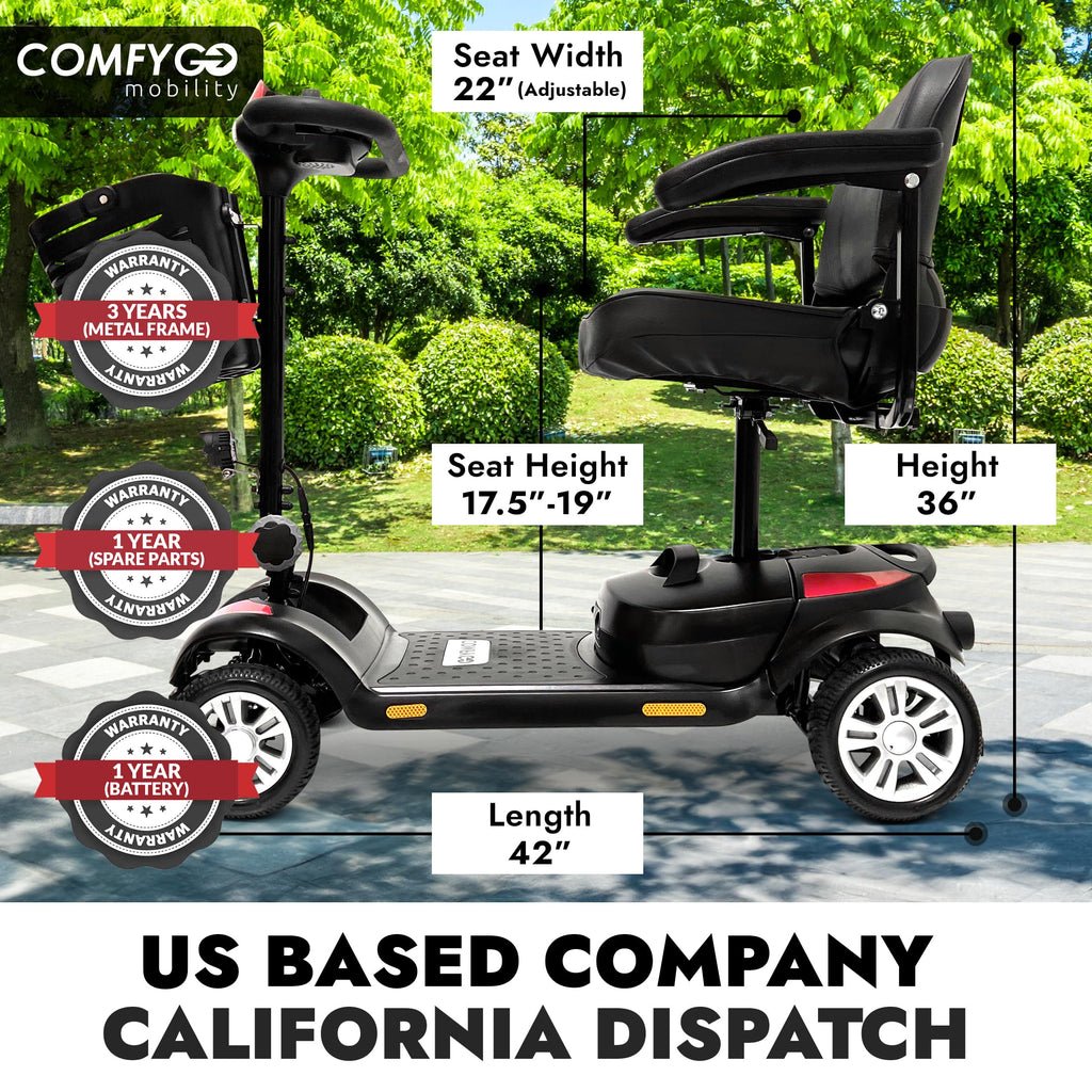 Comfygo Electric Mobility Scooter Z-4 for Adults,Comfortable Scooters for Seniors,350 lbs Weight Capacity,Only 8 Lbs Battery with Extremely Powerful Motor (Baby Blue, Up to 30 Miles Range)