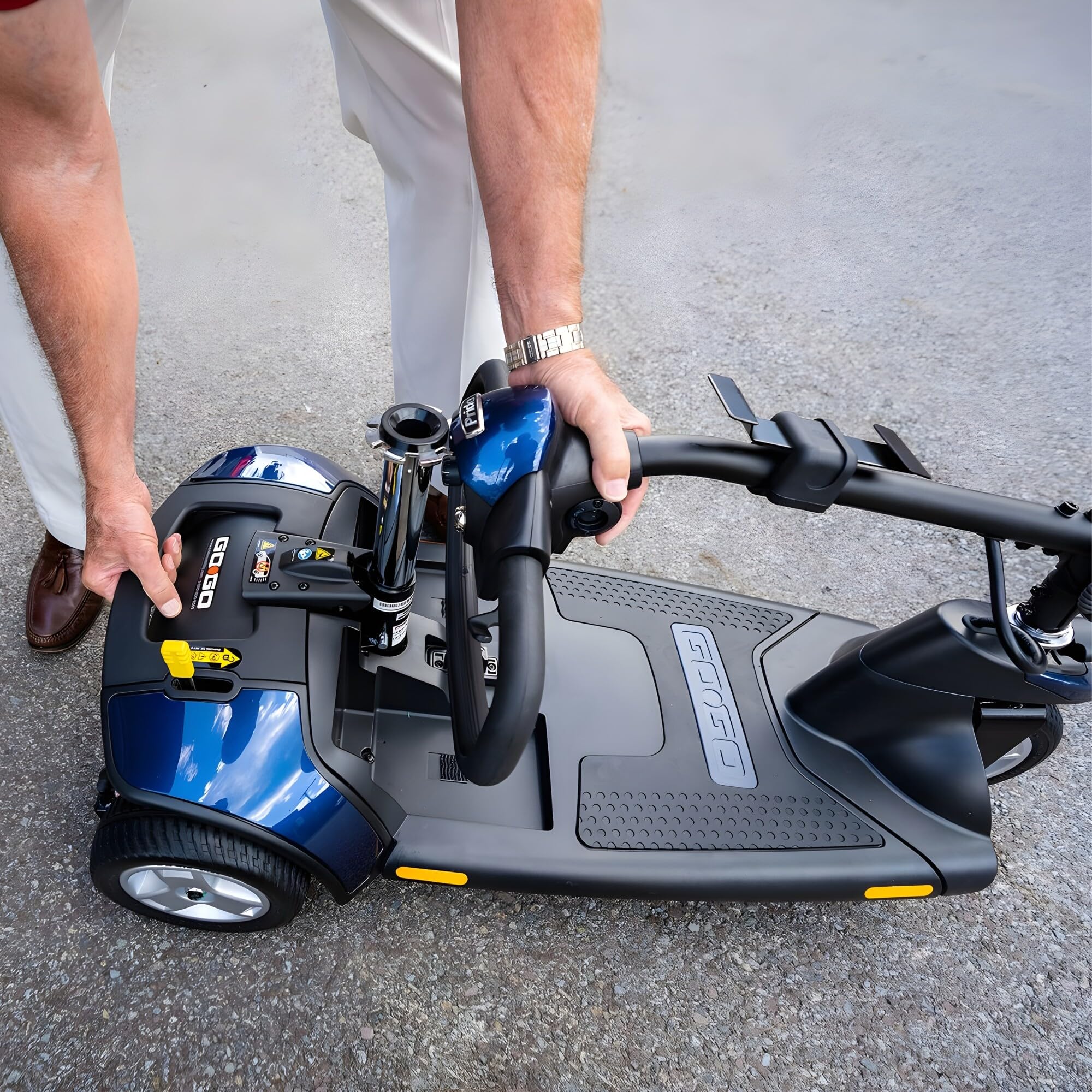 Pride Mobility Go Go Elite Traveller 3-wheel Scooter - Travel Mobility for Adults, 12 Ah Battery, 300 Lbs Weight Capacity, Blue, Seat Dimensions - 17" W x 17" D - SC40E